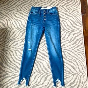 Kan can 3 or 25 high rise skinny distressed denim jean